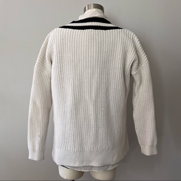 H&M V-neck cable knit sweater β’ black and white β’ Size S - Picture 4 of 11